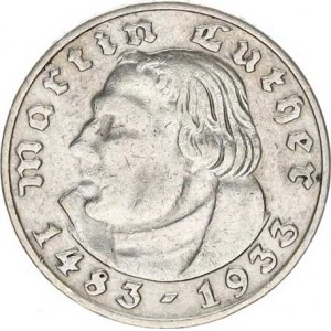 Německo - 3 říše, 1933-1945, 2 RM 1933 J - Luther KM 79