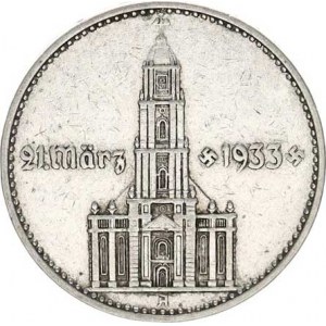 Německo - 3 říše, 1933-1945, 2 RM 1934 A - kostel s datem KM 81