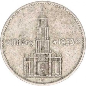 Německo - 3 říše, 1933-1945, 2 RM 1934 D - kostel s datem