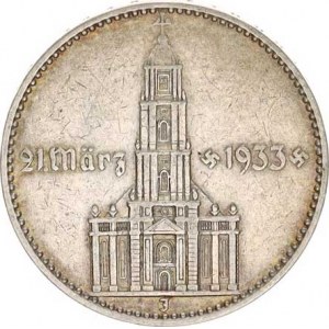 Německo - 3 říše, 1933-1945, 2 RM 1934 J - kostel s datem