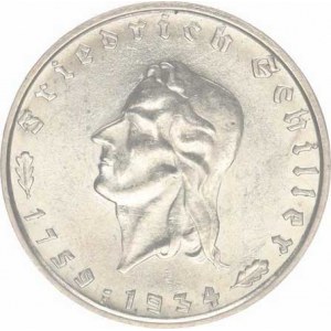 Německo - 3 říše, 1933-1945, 2 RM 1934 F - Schiller KM 84