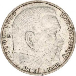 Německo - 3 říše, 1933-1945, 2 RM 1938 A, ďubka