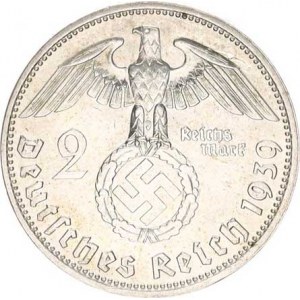 Německo - 3 říše, 1933-1945, 2 RM 1939 E R, nep. ďub.