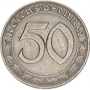 Německo - 3 říše, 1933-1945, 50 Rpf. 1938 D - Ni KM 95 R, vlas. rys.