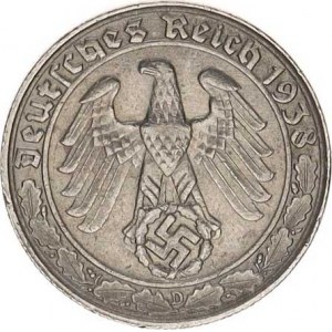 Německo - 3 říše, 1933-1945, 50 Rpf. 1938 D - Ni KM 95 R, vlas. rys.