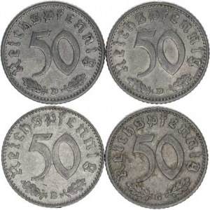 Německo - 3 říše, 1933-1945, 50 Rpf. 1941 D, G, 1942 D, 1943 B 4 ks