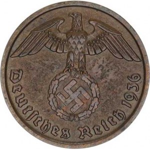 Německo - 3 říše, 1933-1945, 2 Rpf. 1936 D KM 90