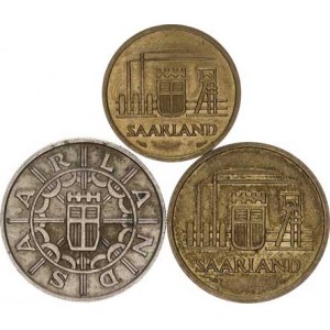 Saarland, 10, +20 Franken 1954; +100 Franken 1955 3 ks R