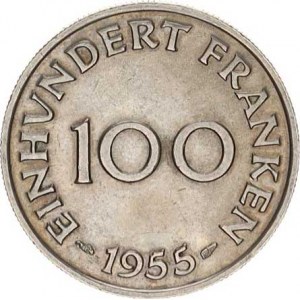 Saarland, 100 Franken 1955 KM 4 R