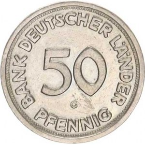 Německo - BRD (1949-), 50 Pfennig 1949 G - Bank Deutscher Länder KM 104