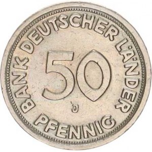 Německo - BRD (1949-), 50 Pfennig 1949 J - Bank Deutscher Länder KM 104, škr.