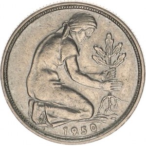 Německo - BRD (1949-), 50 Pfennig 1950 G - Bank Deutscher Länder RR KM 104