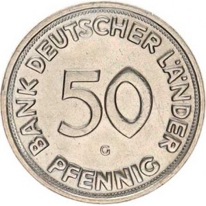 Německo - BRD (1949-), 50 Pfennig 1950 G - Bank Deutscher Länder RR KM 104