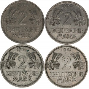 Německo - BRD (1949-), 2 DM 1951 D, F, G, J KM 111 R 4 ks