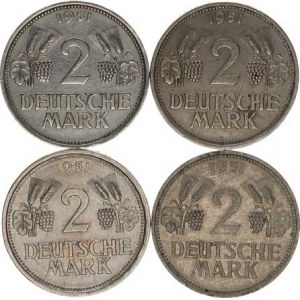 Německo - BRD (1949-), 2 DM 1951 D, F, G, J KM 111 R 4 ks