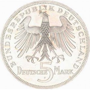 Německo - BRD (1949-), 5 DM 1955 F - Schiller RR KM 114 /11,108 g/