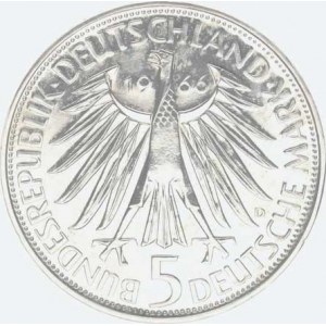 Německo - BRD (1949-), 5 DM 1966 D - Leibniz KM 119,1 sbírkový stav