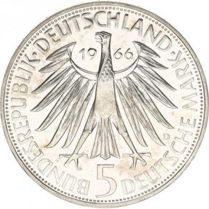 Německo - BRD (1949-), 5 DM 1966 D - Leibniz KM 119,1 R