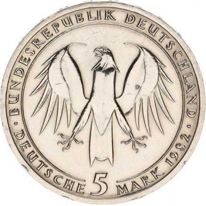 Německo - BRD (1949-), 5 DM 1982 D - Goethe KM 156