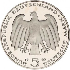 Německo - BRD (1949-), 5 DM 1983 J - Karl Marx KM 158