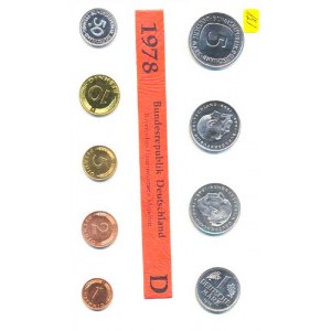 Německo - BRD (1949-), Ročníková sada mincí 1978 minc. D (1, 2, 5, 10, 50 Pf., 1, 5,