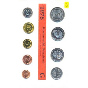 Německo - BRD (1949-), Ročníková sada mincí 1978 minc. G (1, 2, 5, 10, 50 Pf., 1, 5,