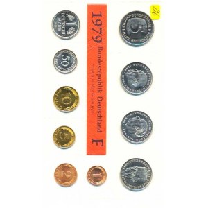 Německo - BRD (1949-), Ročníková sada mincí 1979 minc. F (1, 2, 5, 10, 50 Pf., 1, 5,