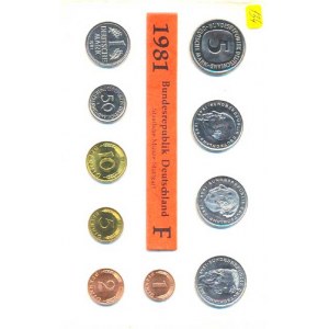 Německo - BRD (1949-), Ročníková sada mincí 1981 minc. F (1, 2, 5, 10, 50 Pf., 1, 5,
