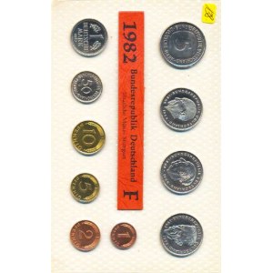 Německo - BRD (1949-), Ročníková sada mincí 1982 minc. F (1, 2, 5, 10, 50 Pf., 1, 5,
