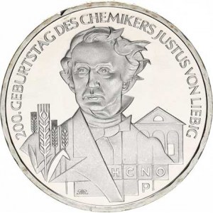 Německo - BRD (1949-), 10 Euro 2003 J - Justus v. Liebig Ag 925 18 g KM 222