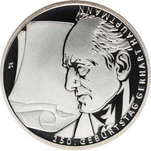 Německo - BRD (1949-), 10 Euro 2012 J - Gerhart Hauptmann Ag 625 16 g