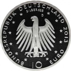 Německo - BRD (1949-), 10 Euro 2013 D - Richard Wagner Ag 625 16 g KM 316