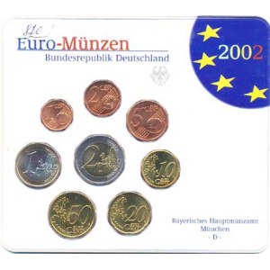 Německo - BRD (1949-), Ročníková sada mincí EURO 2002 minc. D (1, 2, 5, 10, 20, 50 Cent,