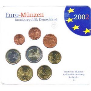Německo - BRD (1949-), Ročníková sada mincí EURO 2002 minc. G (1, 2, 5, 10, 20, 50 Cent,