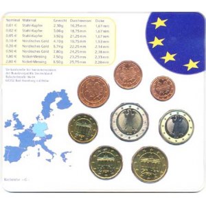 Německo - BRD (1949-), Ročníková sada mincí EURO 2002 minc. G (1, 2, 5, 10, 20, 50 Cent,