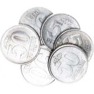 Německo - DDR (1949-1990), 50 Pfennig 1958(2x), 1968, 1971, 1981, 1982 vše A 6 ks
