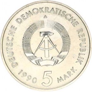 Německo - DDR (1949-1990), 5 M 1990 A - 500. výročí pošty KM 134 +certifikát