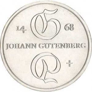 Německo - DDR (1949-1990), 10 M 1968 - Johann Gutenberg KM 20 R