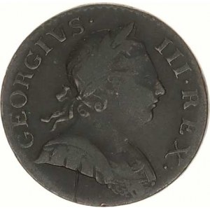 Anglie, George III. (1760-1820), Farthing 1771 KM 602 R, tém.