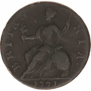 Anglie, George III. (1760-1820), Farthing 1771 KM 602 R, tém.