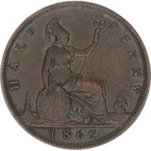 Anglie, Victoria (1837-1901), 1/2 Pennny 1862 KM 748,2