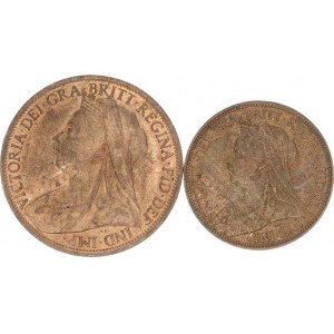 Anglie, Victoria (1837-1901), 1/2 Pennny 1899; +1 Penny 1901 KM 789, 790 2 ks