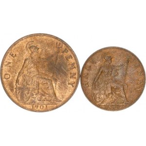 Anglie, Victoria (1837-1901), 1/2 Pennny 1899; +1 Penny 1901 KM 789, 790 2 ks