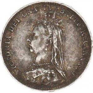 Anglie, Victoria (1837-1901), 3 Pence 1887 - druhý typ portrétu KM 758