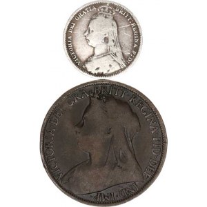 Anglie, Victoria (1837-1901), 6 Pence 1890; +1 Penny 1896 2 ks