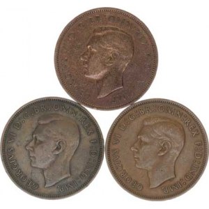 Anglie, George VI.(1936-1952), 1 Penny 1937, 1938, 1948 3 ks