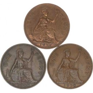 Anglie, George VI.(1936-1952), 1 Penny 1937, 1938, 1948 3 ks