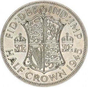 Anglie, George VI.(1936-1952), 1/2 Crown 1945 KM 856 sbírkový