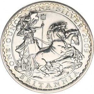 Anglie, Alžběta II. (1952-2022), 2 Pound 2009 (1 Oz Ag) - Britania na dvojspřeží KM 1000