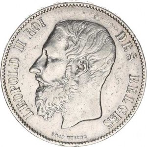 Belgie, Leopold II.(1865-1909), 5 Francs 1873 KM 24, dr. hr.